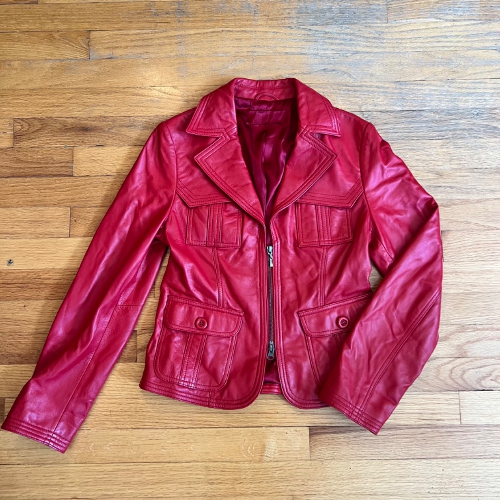 Red leather jacket - Picture 5 of 6